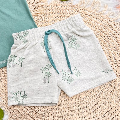 Conj. Camiseta Tropical Boys e Bermuda - Verde e Mescla